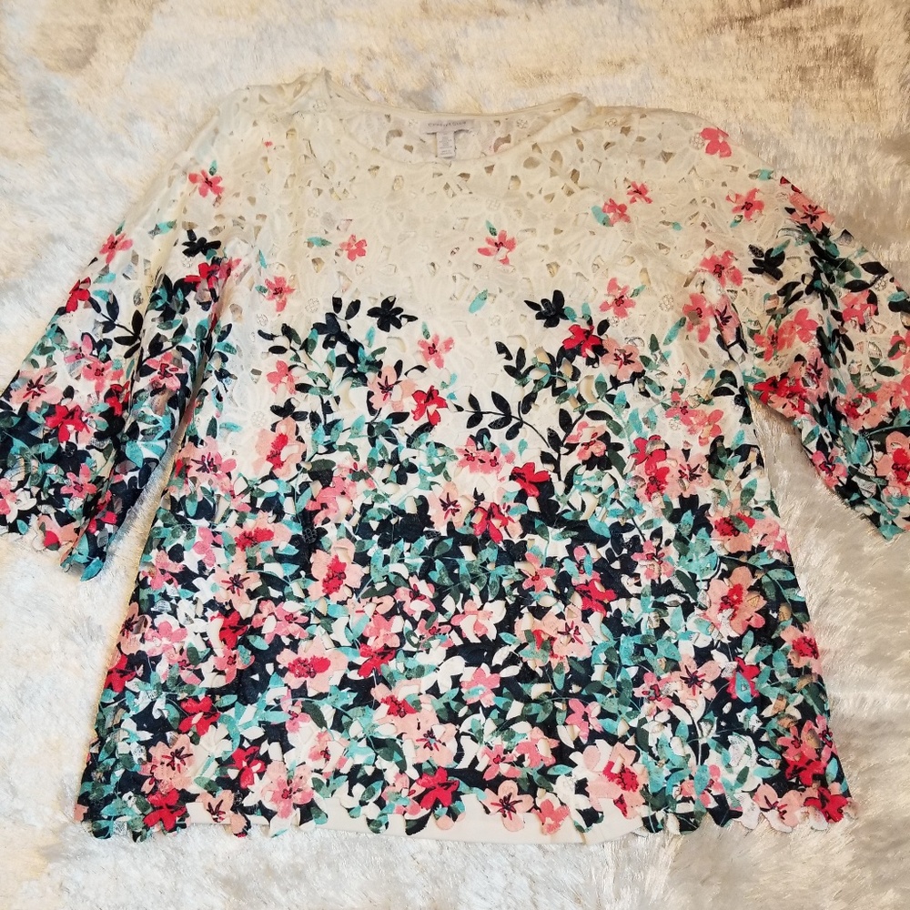 Charter Club multi colored lace blouse